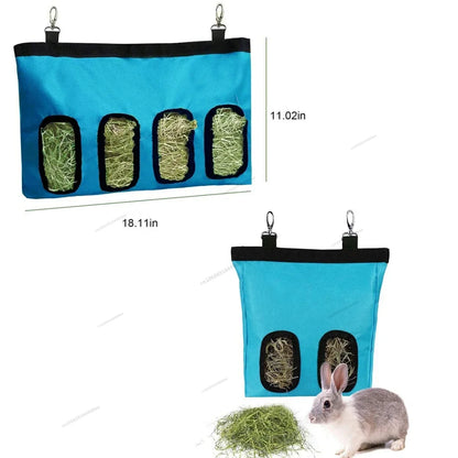 Hay Bag Hanging Pouch Feeder Holder Feeding Dispenser Container for Rabbit Guinea Pig Small Animals Pet Bunny Cage Accessories