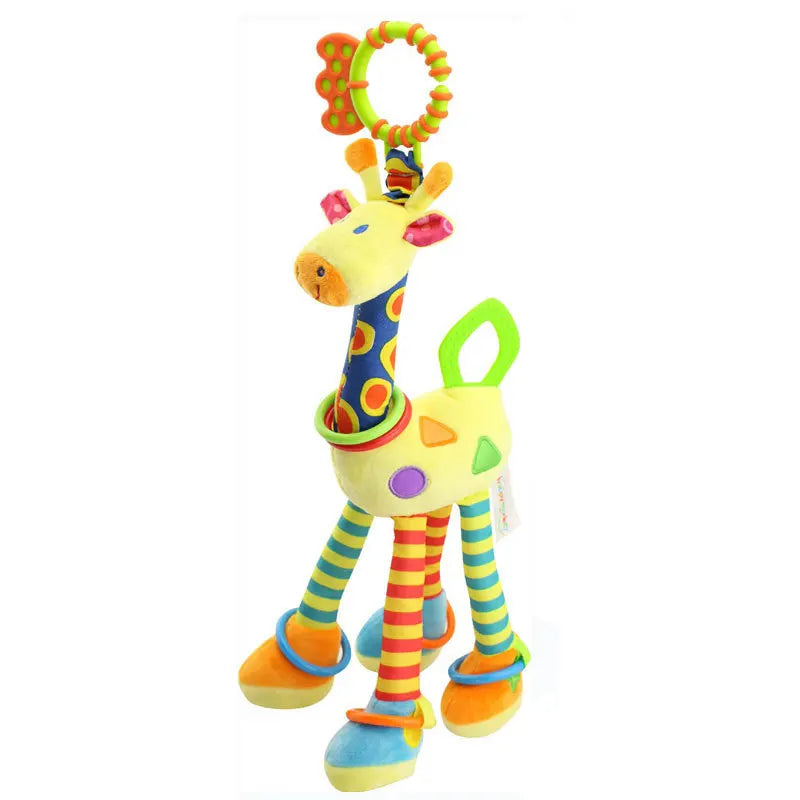 New Soft Cute Giraffe Animal Handbells Rattles Mobile Plush Infant Baby Handle Toys Hot Selling WIth Teether Newborn Baby Gifts