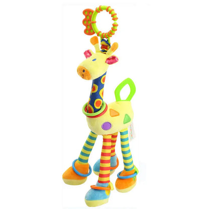 New Soft Cute Giraffe Animal Handbells Rattles Mobile Plush Infant Baby Handle Toys Hot Selling WIth Teether Newborn Baby Gifts