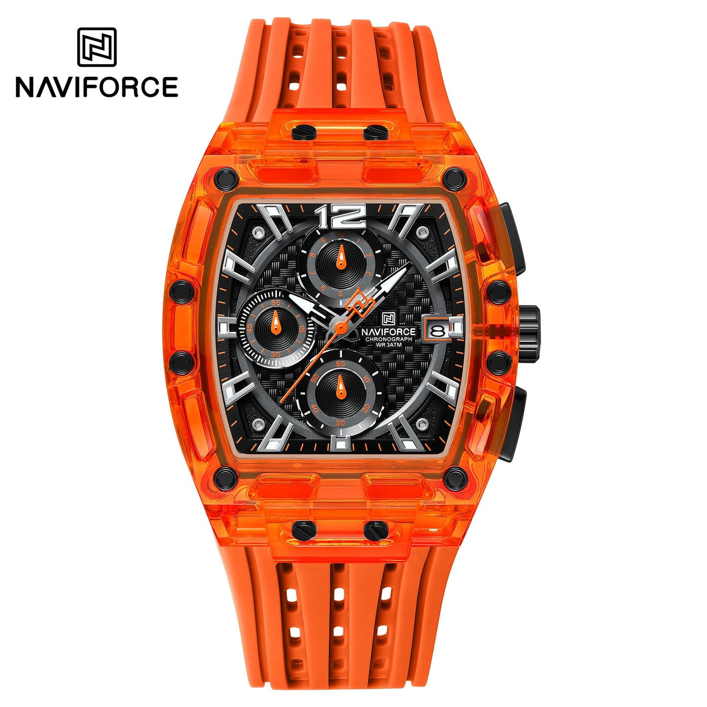 NAVIFORCE 2024 New Design Transparent Tonneau Watch Men Quartz Man Watches Waterproof Luxury Sport Out Door montre homme