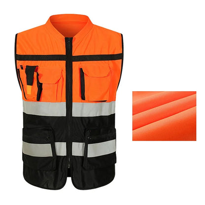 High Brightness Strip Reflective Vest Breathable Workwear Multi Pocket Protective Clothing Safety For Night Running Bike Factory