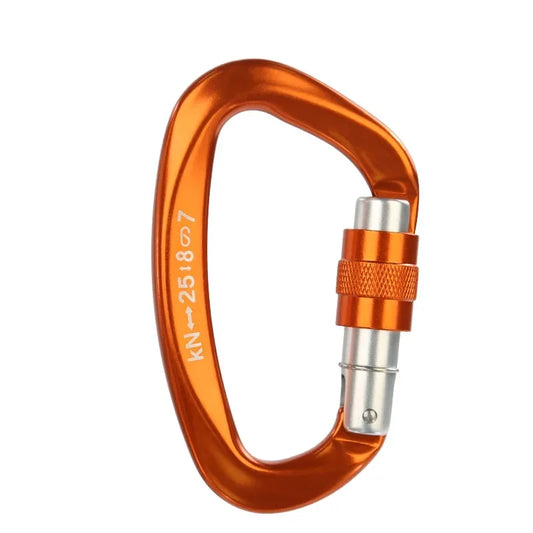 Rock Climbing Carabiner 25kN D-Shape Buckle Safety Screw Lock Spring-Loaded Gate Aluminum Outdoor Mountaineering Kits