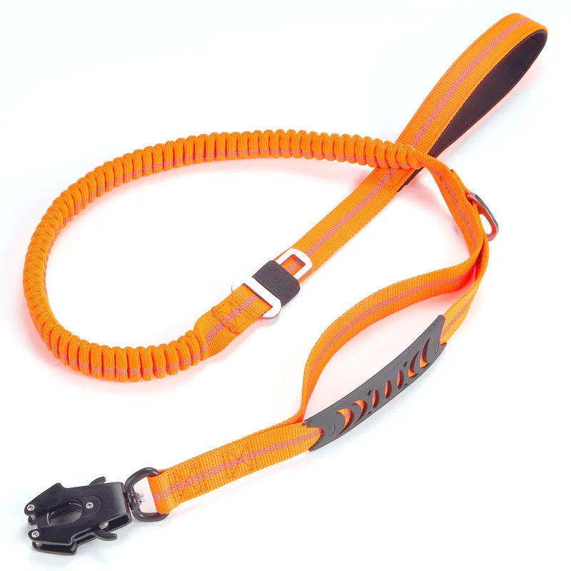 Heavy Duty Tactical Bungee Dog Leash No Pull Dog Leash Reflective Shock Absorbing Pet Leashes with Car Seatbelt for Large Dogs