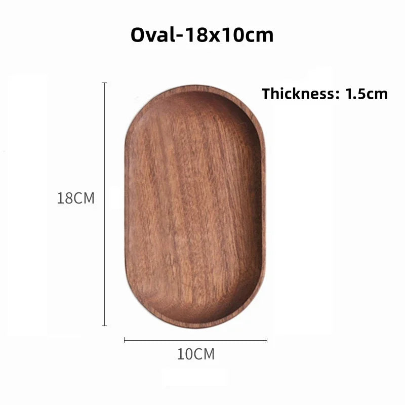 Solid Wood Serving Tray Oval Tea Tray Decorative Wood Plate Fruit Tray Vegetable Platter Home Bread Dessert Cake Plate Tableware