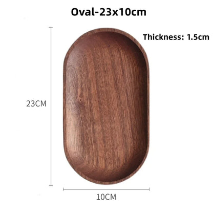 Solid Wood Serving Tray Oval Tea Tray Decorative Wood Plate Fruit Tray Vegetable Platter Home Bread Dessert Cake Plate Tableware