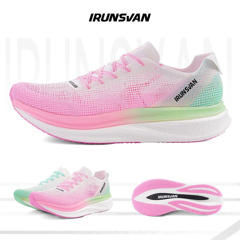 IRUNSVAN LINGYUN TOP1.0 Professional Marathon Running Shoe Men 2024 Full Palm Nylon Carbon Plate Breathable Stability Sneakers