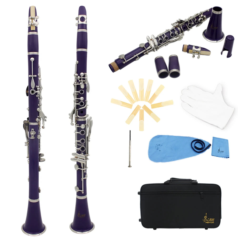 SLADE Bb Clarinet 17 Keys Bakelite Wooden Professional Woodwind Instrument Clarinette With Box Reed Musical Instrument Parts