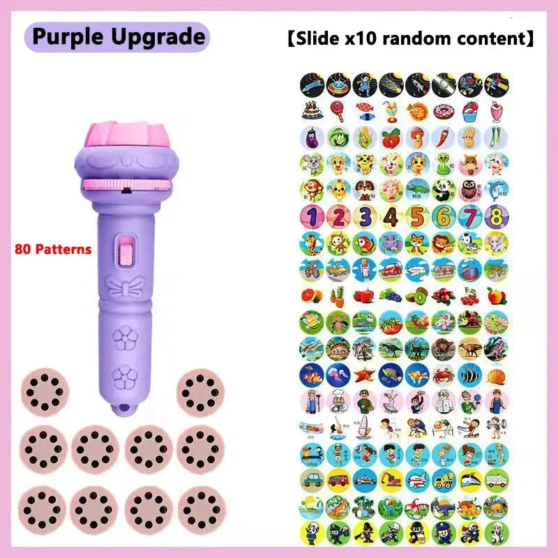 Baby Projector Torch with 80 Patterns Child Projection Flashlight Toy Bedtime Story Book Early Education Projection Luminous Toy