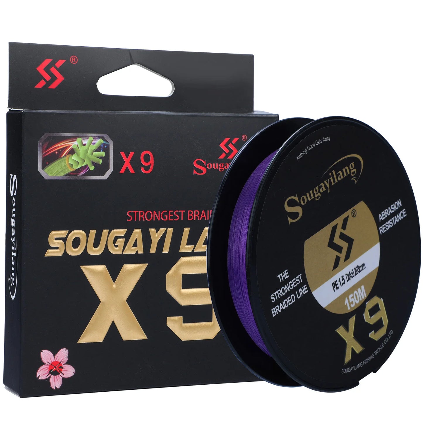 Sougayilang Top Quality 9 Strands PE Line X9 Sinking Line 150M Low Memory Braided Fishing Lines 17-97LB Super Japan Fish Line