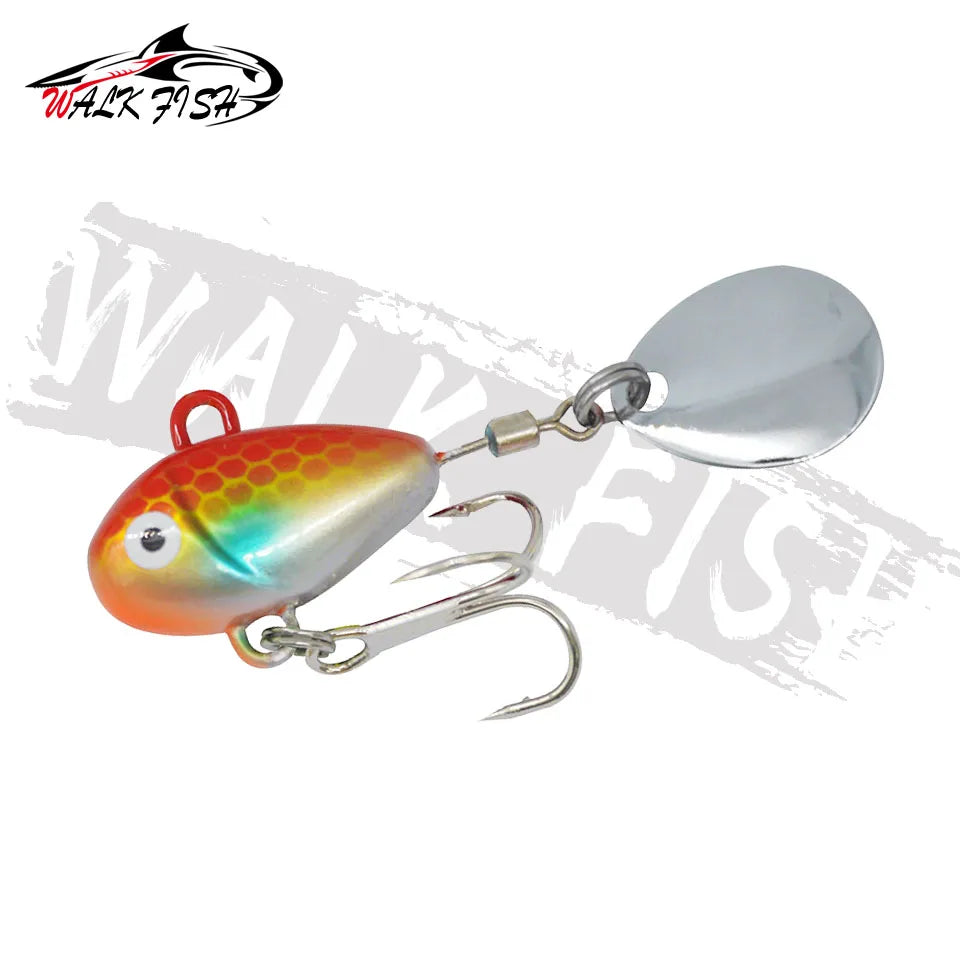 WALK FISH 1PCS New Metal Mini VIB With Spoon Fishing Lure 10g 2.1cm Fishing Tackle Pin Crankbait Vibration Spinner Sinking Bait