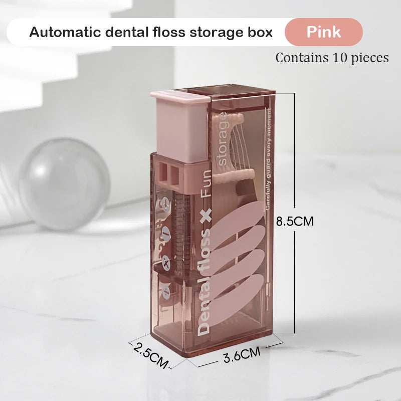 Dental Floss Dispenser Containing 10Pcs Floss Dental Floss Storage Box Auto Refillable Oral Hygiene Care Floss Pick