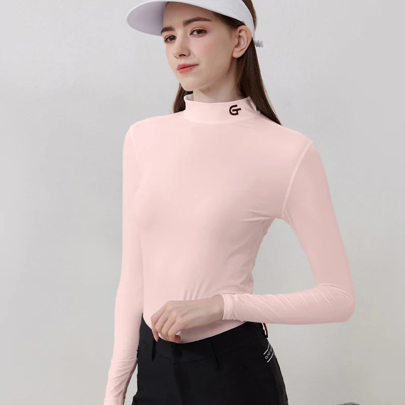 Golfist Golf Women's Summer Ice Silk Shirt Long Sleeved Anti-UV Cool snd Breathable High elasticity Outdoor Causal Sports Tops