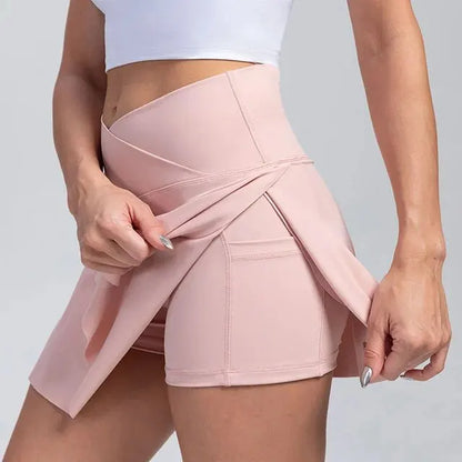 Pleated Tennis Skirt With Pockets For Women Athletic High Waist Golf And Yoga Skirts With Shorts Cross Waist