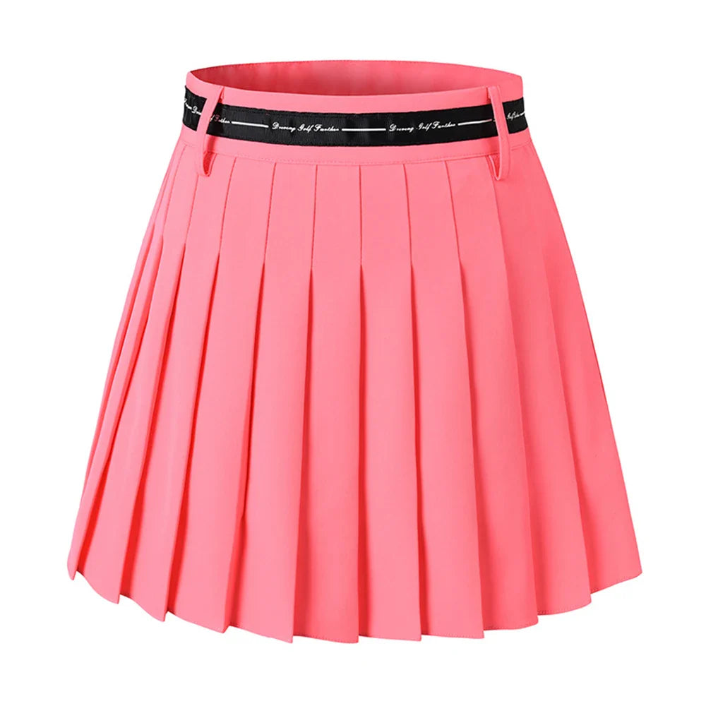 Women High Waist Double Layer Pleated Golf Skirt With Short Tights