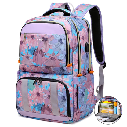 Lunch Backpack Insulated Cooler Picnic Bag Women's Camping Backpack Lunch Box with USB Port 15.6 Inch Laptop Waterproof Backpack