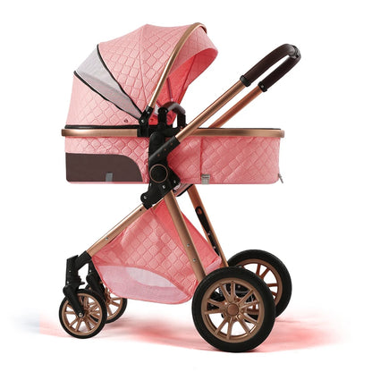 Luxury Baby Stroller 3 in 1 High Landscape Baby Cart Can Sit Can Lie Portable Pushchair Baby Cradel Infant Carrier