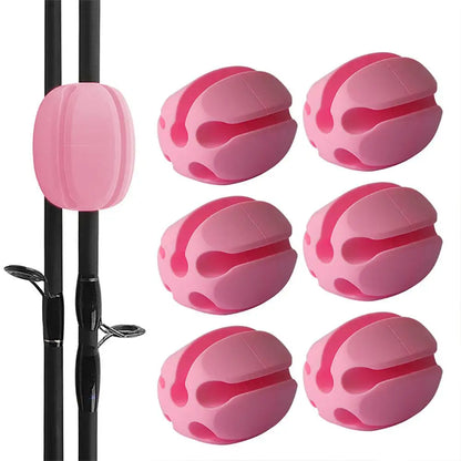 6pcs Silicone Fishing Rod Holder Ball Straps 5 Hole Lightweight Fishing Tackle Ties Organizer Storage Racks Fishing Accessories