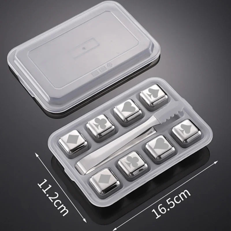 Reusable Whiskey Stones Stainless Steel Ice Cubes Quick-Freeze Wine Cooler Food Grade Metal Pellets Beer Cooler Bar Accessories