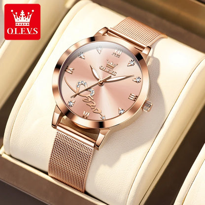 OLEVS Original Quartz Women's Watch Classic and Elegant Brand Stainless Steel Waterproof Luminescent Heart dial Women's Watch