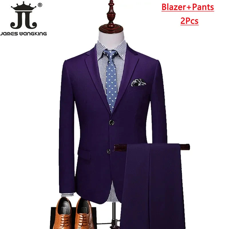 S-6XL Blazer Vest Pants High-end Brand Solid Color Formal Business Office Suit Three-piece Set Groom Wedding Show Dress Party