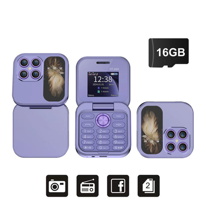 SERVO i17 Mini Dual SIM Card Fold Mobile Phone 2G Network Video Player Flashlight FM Radio Magic Voice Small Box Flip Cellphones