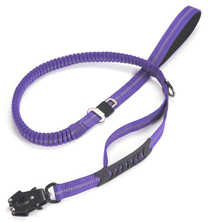 Heavy Duty Tactical Bungee Dog Leash No Pull Dog Leash Reflective Shock Absorbing Pet Leashes with Car Seatbelt for Large Dogs