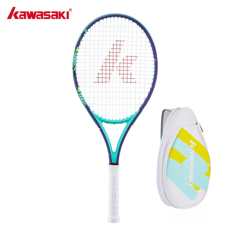 Kawasaki Tennis Racquet Shock Absorber-100 Carbon Fiber Oval Frame Mid-level Training Tennis Racket with Tennis Bag