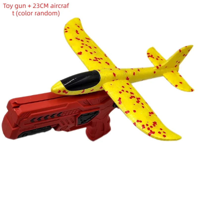 Outdoor Games Kids Glider Flight Flying Throw Foam Plane Shooting Gun, Catapult Plane Launcher Toy for Kids, Shooting Toy