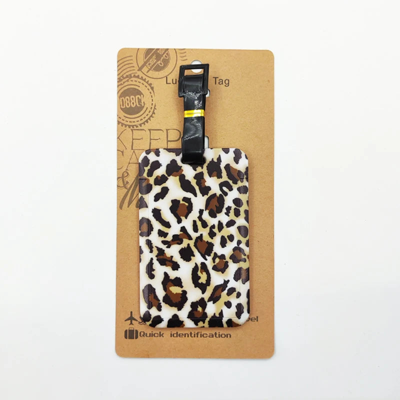 Leopard Print Luggage Label Men Travel Luggage Tag Women Suitcase ID Address Holder Baggage Boarding Portable