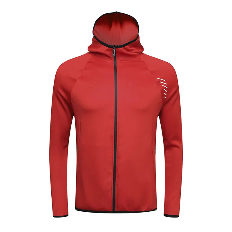 Karentea Running Jacket Reflective Hooded Man Sports Coat Sportswear Jogging Outdoor Gym Fitness Clothing Tracksuit Top Zipper