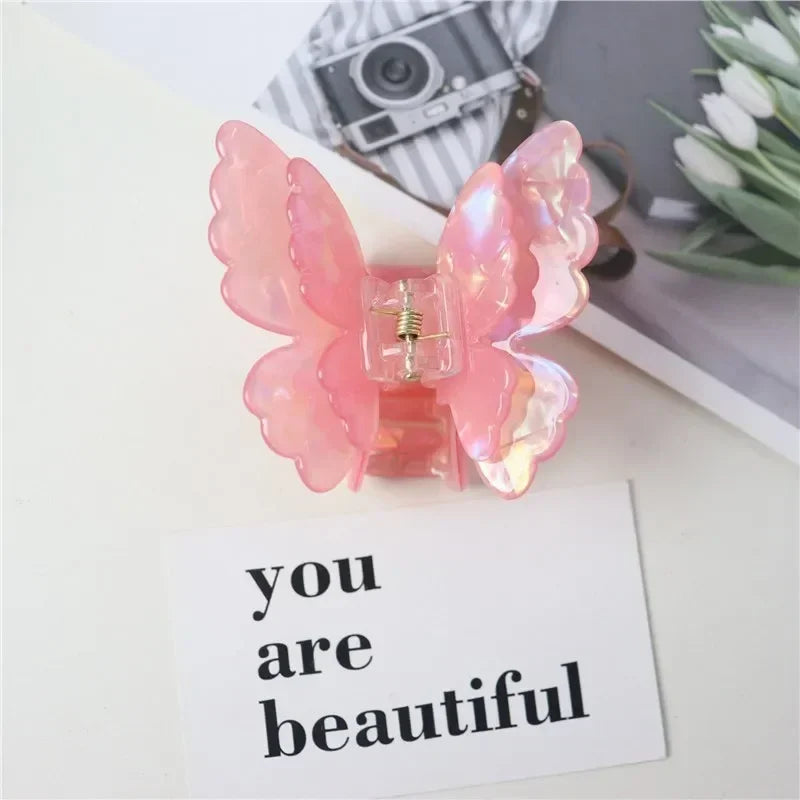 French Retro Butterfly Hair Clips Back Of The Head Hair Claws Sweet Coiled Hairpin Women Lady Girl Headwear Hair Styling Tools