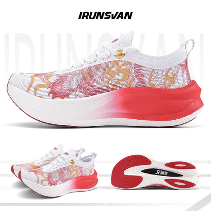 IRUNSVAN Full Palm Carbon Plate Marathon Running Shoes Men Shock-absorbing Boost Carbon Fiber Sports Shoes Women