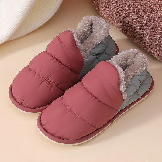 Rimocy 2021 Women's Home Slippers Winter Warm Plush Waterproof Slippers Women Comfortable Flat Indoor Non-slip Cotton Shoes 45