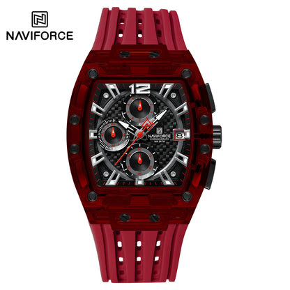 NAVIFORCE 2024 New Design Transparent Tonneau Watch Men Quartz Man Watches Waterproof Luxury Sport Out Door montre homme