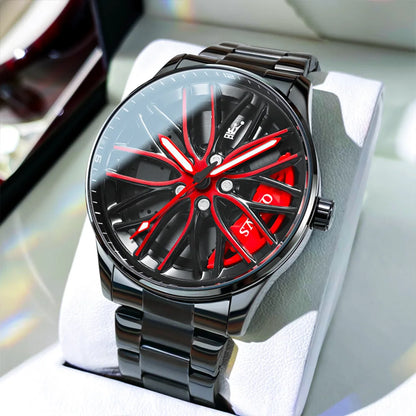 OLEVS Wheel Men's Luxury Watch Waterproof Rotary Sport Car Rim Man Watch High Quality Fashion Best Selling Quartz Men's Watches