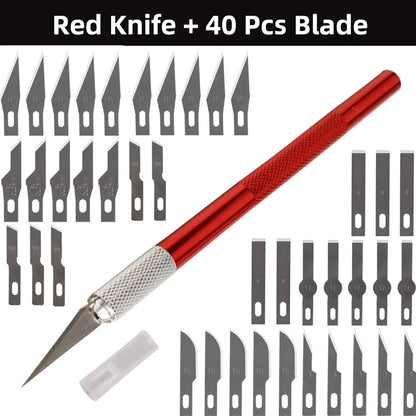 41pcs/set Engraving Non-Slip Metal Scalpel Knife Kit Engraving Blades Cutter Craft Knives DIY Sewing Leathercraft Cutting Tools