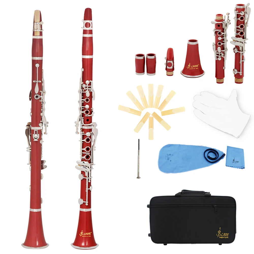 SLADE Bb Clarinet 17 Keys Bakelite Wooden Professional Woodwind Instrument Clarinette With Box Reed Musical Instrument Parts