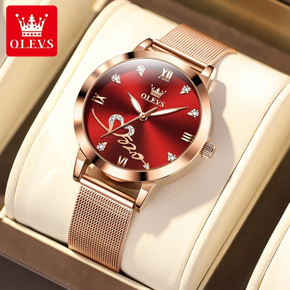 OLEVS Original Quartz Women's Watch Classic and Elegant Brand Stainless Steel Waterproof Luminescent Heart dial Women's Watch