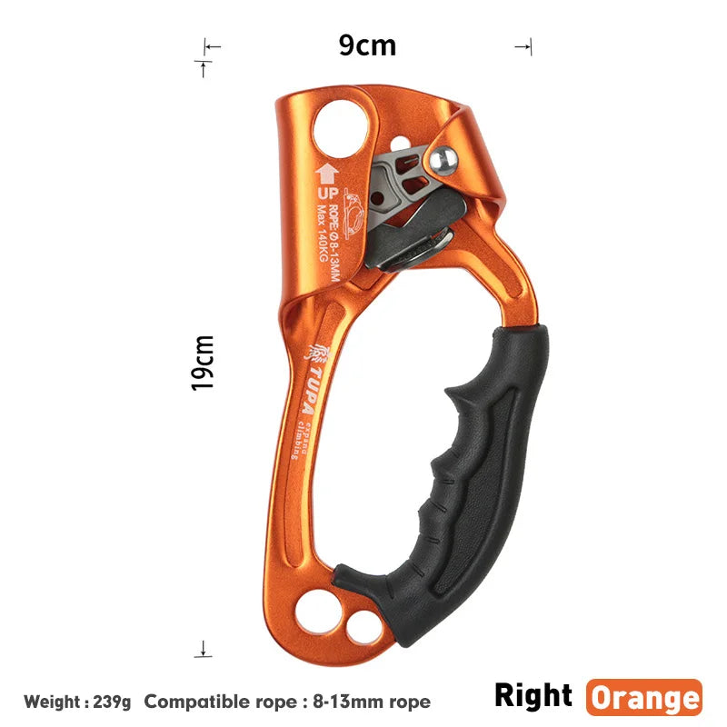 Outdoor Rock Climbing SRT Hand Ascender Device Mountaineer Handle Ascender Left Hand Right Hand Climbing EquipmentRope Tools