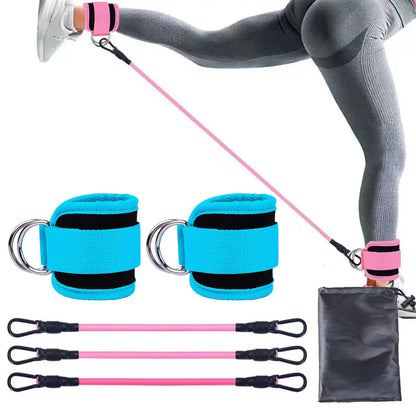 TPE Resistance Bands Ankle Straps Fitness Set D-Ring Support Ankle Cuffs Yoga Gym Equipment Guard Leg Strength Safety Extensions