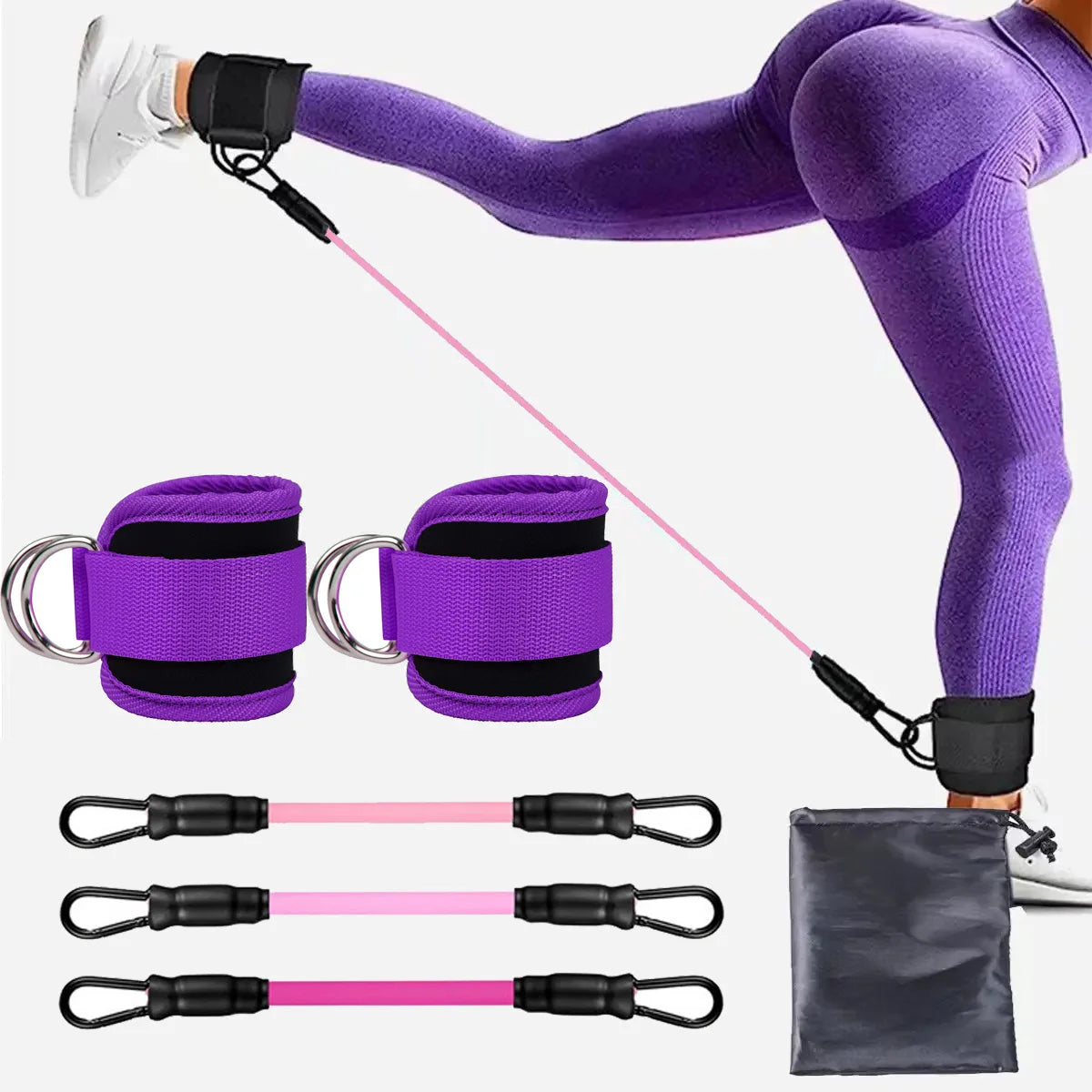 TPE Resistance Bands Ankle Straps Fitness Set D-Ring Support Ankle Cuffs Yoga Gym Equipment Guard Leg Strength Safety Extensions