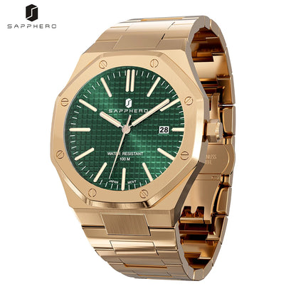 SAPPHERO Rose gold For Men octagon watches men 30M waterproof watches Quartz Watch Mens Business Fashion watches for men watche