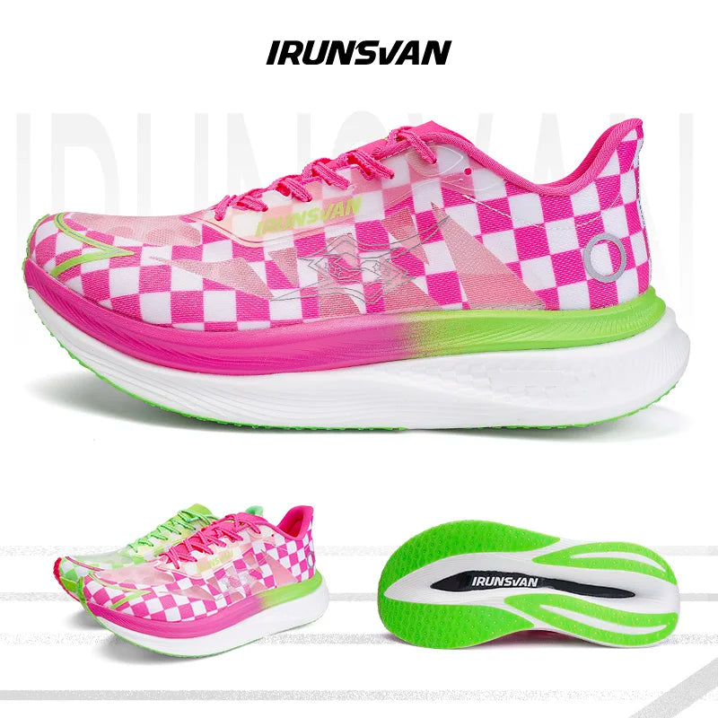 IRUNSVAN Nylon Carbon Plate Professional Marathon Running Shoes 2024 Suitable for Heavy Runners Breathable Cushioned Rebound