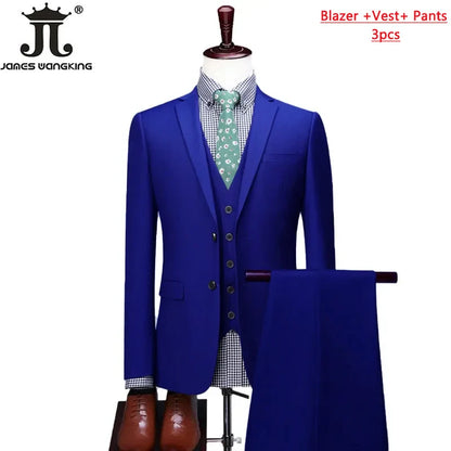 S-6XL Blazer Vest Pants High-end Brand Solid Color Formal Business Office Suit Three-piece Set Groom Wedding Show Dress Party