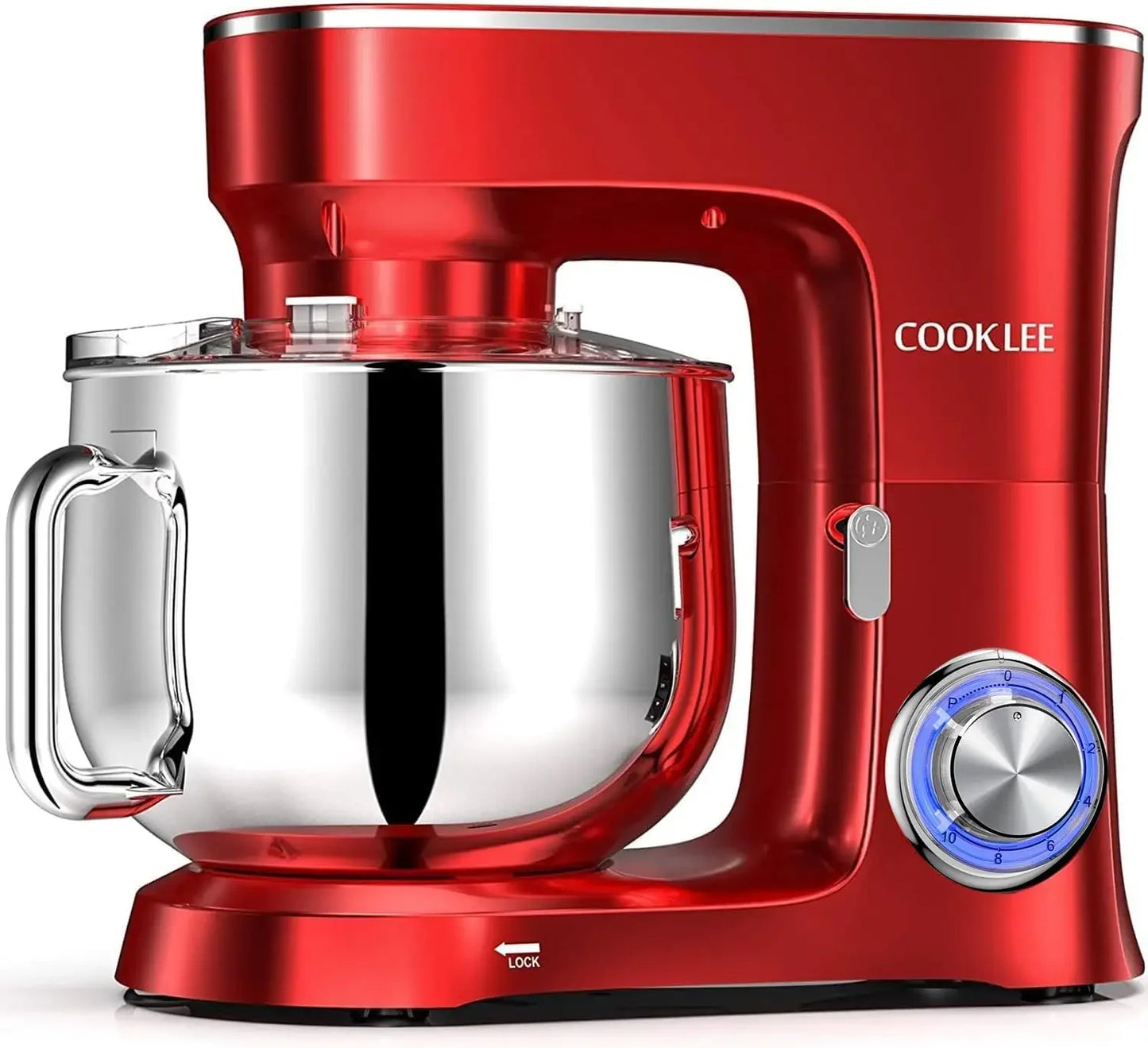 COOKLEE Stand Mixer, 9.5 Qt. 660W 10-Speed Electric Kitchen Mixer with Dishwasher-Safe Dough Hooks, Flat Beaters, Wire Whip