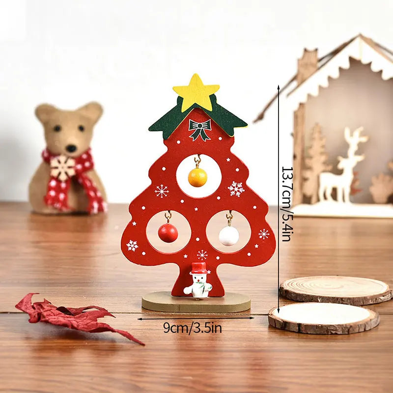 Wooden Christmas Tree Desktop Ornament DIY Mini Christmas Tree Decorations Window Display Ornament adornos navideños