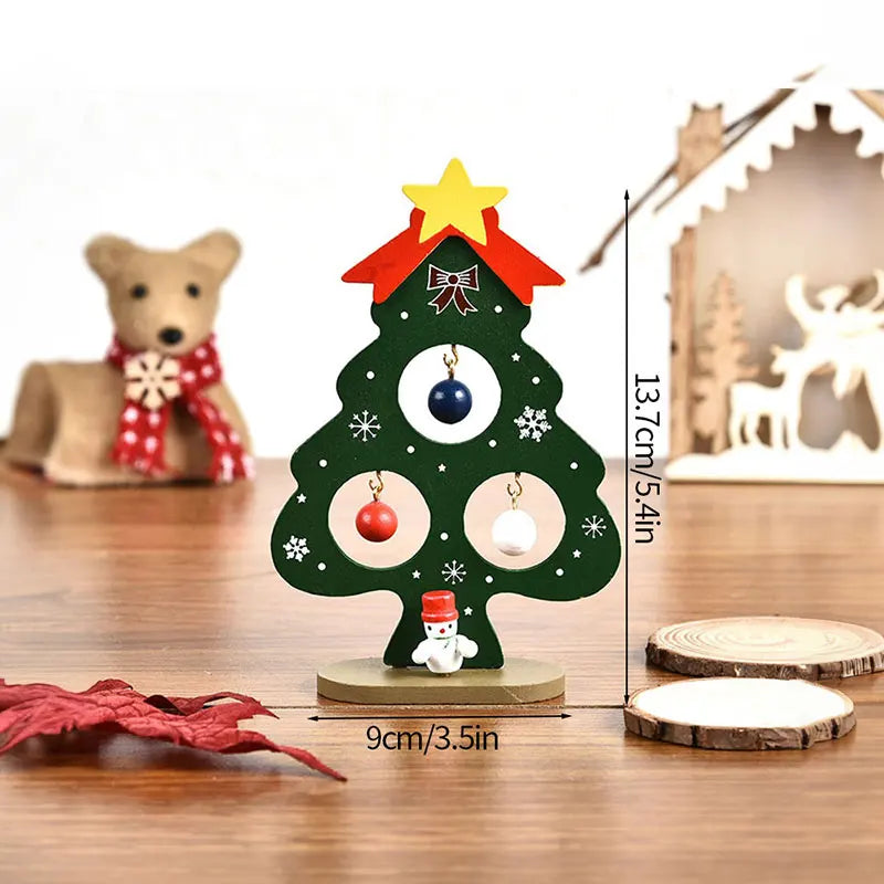 Wooden Christmas Tree Desktop Ornament DIY Mini Christmas Tree Decorations Window Display Ornament adornos navideños