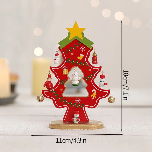 Wooden Christmas Tree Desktop Ornament DIY Mini Christmas Tree Decorations Window Display Ornament adornos navideños