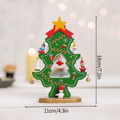 Wooden Christmas Tree Desktop Ornament DIY Mini Christmas Tree Decorations Window Display Ornament adornos navideños