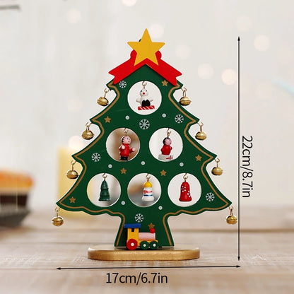 Wooden Christmas Tree Desktop Ornament DIY Mini Christmas Tree Decorations Window Display Ornament adornos navideños